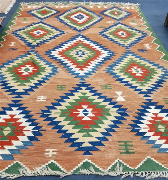 A Kelim flat weave geometric carpet Approx. 370 x 260cm